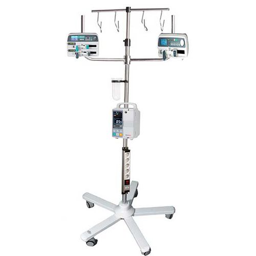 IV stand on casters - SR 01 1316 - Çağdaş Medical - 4-hook / stainless steel / for syringe pumps