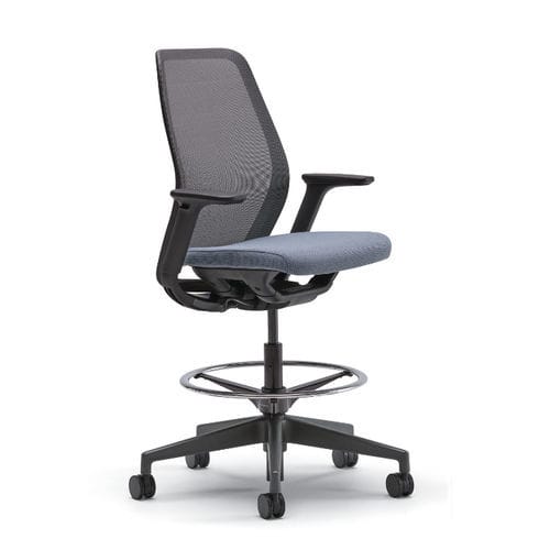 Doctor's office stool - Pli - Allsteel - height-adjustable / on casters / with backrest