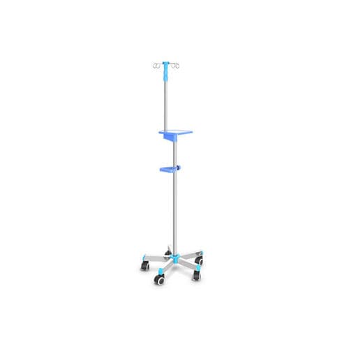 IV pole on casters - MK-IS08 - Zhangjiagang Medi Medical Equipment - 4-hook / stainless steel / height-adjustable