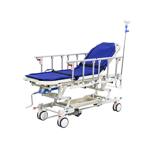 Patient transfer stretcher trolley - YA-PS14 - Zhangjiagang Medi Medical Equipment - manual / height-adjustable / with adjustable backrest
