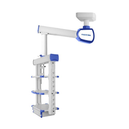 Ceiling-mounted medical pendant - MD-E3 - Zhangjiagang Medi Medical Equipment - endoscopy / single-arm / with shelves