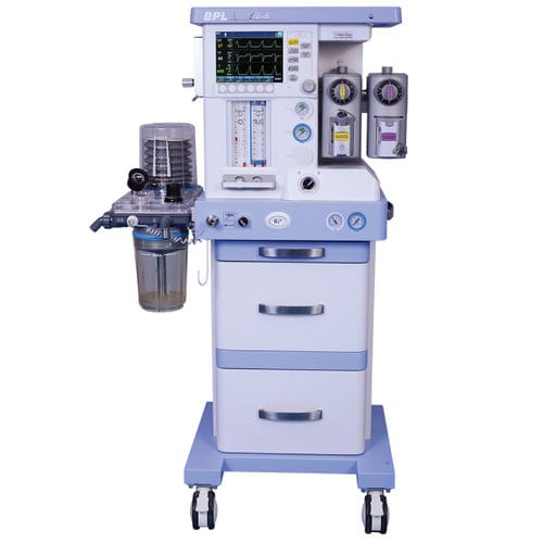 Trolley-mounted anesthesia workstation - EFLO 6 - BPL Medical Technologies - with respiratory monitoring / with ventilator / with gas scavenging system