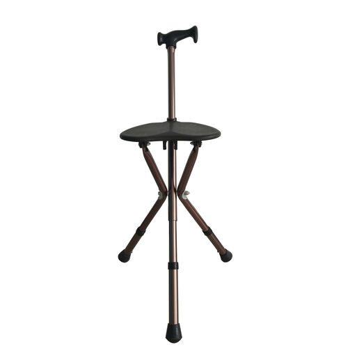 T-handle walking stick - DP-601L - Guangdong Dongpin Beauty & Medical Technology - tripod / height-adjustable / with seat