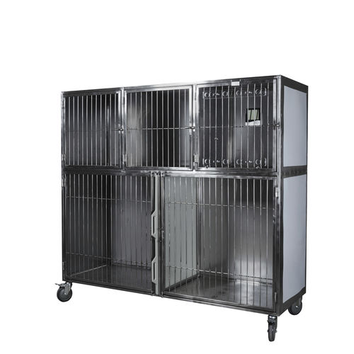 5-compartment veterinary cage - 80376 - Vetbot - two-level / portable / stainless steel