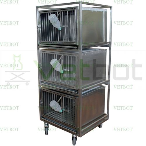 Rabbit veterinary cage - 80511  - Vetbot - modular / 3-compartment / stainless steel