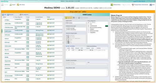 Infusion pump management software module - Label Editor - Medima - medical / web-based