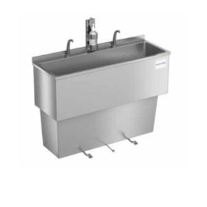 Medical hand wash basin - CS2  - CIROLDI SPA - 2-station / stainless steel / foot-operated