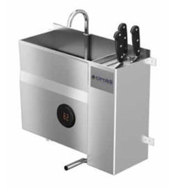 1-station hand wash basin - CS90  - CIROLDI SPA - stainless steel / wall-mount / knee-operated