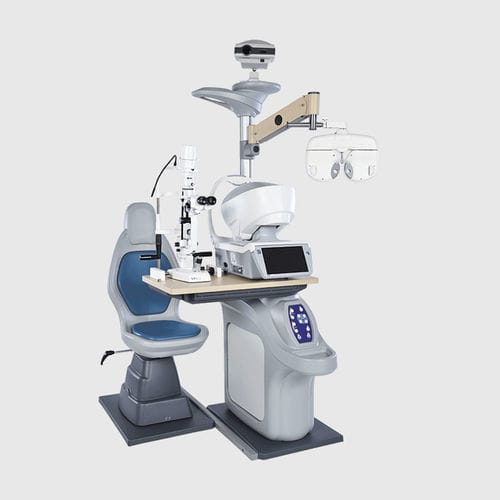 Ophthalmic workstation - PEAK CL PLUS - Meccanottica Mazza - control / with chair / with light