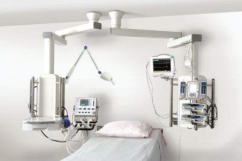 Ceiling-mounted double medical pendant - HU5-T22 - Hutz Medical - intensive care / articulated