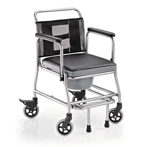 Shower chair with armrests - DOCCIA 69 - Surace - on casters / with cutout seat / with bucket