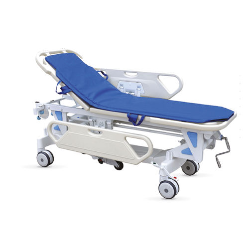 Transport stretcher trolley - PTT-02 - Medi Waves - mechanical / height-adjustable / with adjustable backrest