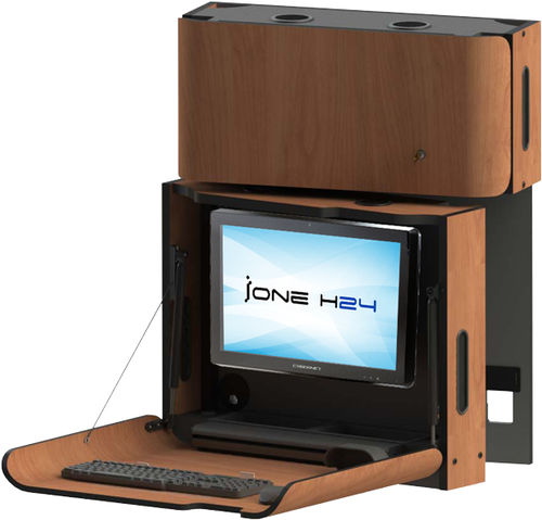 Medical computer workstation - Cybernet - height-adjustable / wall-mounted / recessed