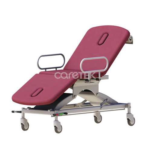 Manual examination table - PE320 - Caretek Medical - height-adjustable / on casters / 3-section