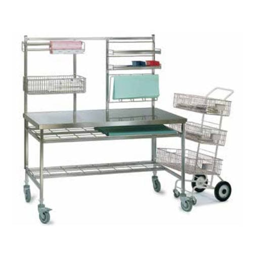 General purpose trolley - StériCADDIE - PCM HABILCLASS - Medi.Caddie® - service / stainless steel / with basket