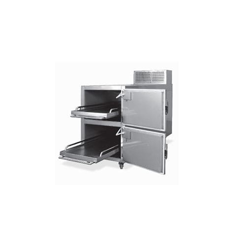 Mortuary stretcher refrigerated mortuary cabinet - Meyosis - 2-body / front-loading / 2-door