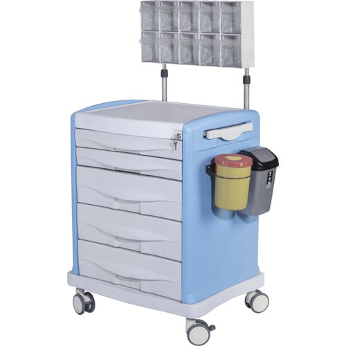Emergency trolley - MYS-728A - Meyosis - with waste bin / 4-drawer / mobile