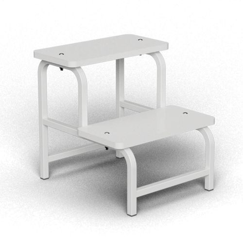 2-step step stool - DW 1012 - Trinodal - stainless steel / wooden