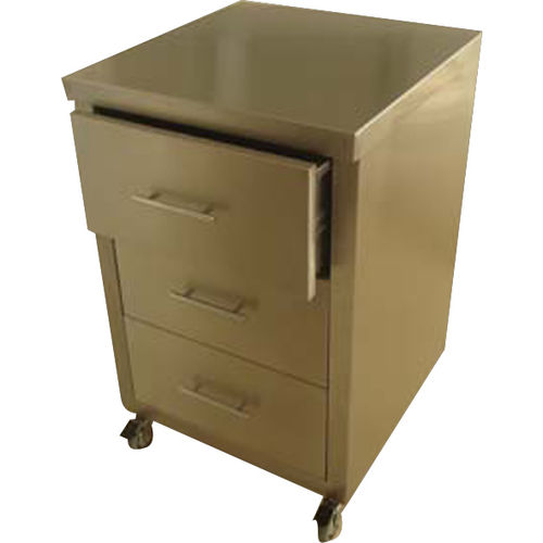 Cabinet on casters - Zenon Diagnostik - stainless steel / 3-drawer