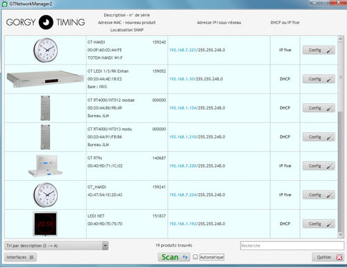 Management software - GTNetworkManager2 - Gorgy Timing SAS - time synchronization / hospital / Windows