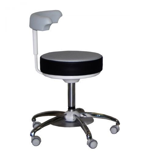Healthcare facility stool - HP Gel - BTC - Medical Equipment - on casters / with backrest / stainless steel