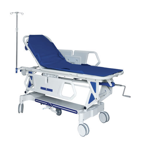 Transport stretcher trolley - Sté AMEL - manual / height-adjustable / with adjustable backrest