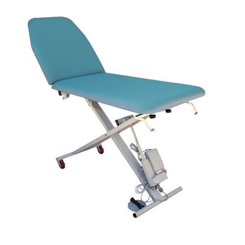 Electric examination table - x - Sté AMEL - height-adjustable / with adjustable backrest / mobile