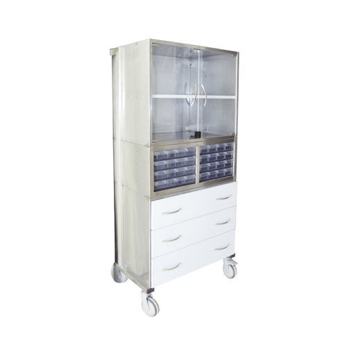 Cabinet on casters - Sté AMEL - stainless steel / 3-drawer