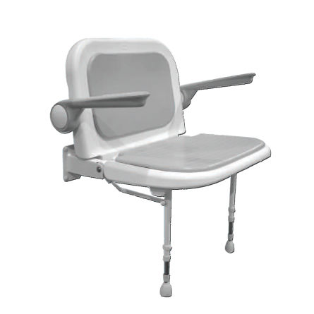 Shower seat with armrests - 04140P - AKW Medicare - with backrest / folding / wall-mounted