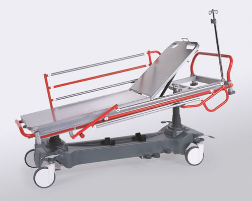 Emergency stretcher trolley - NTCR SD 04 - HNT Medical - hydraulic / height-adjustable / with adjustable backrest