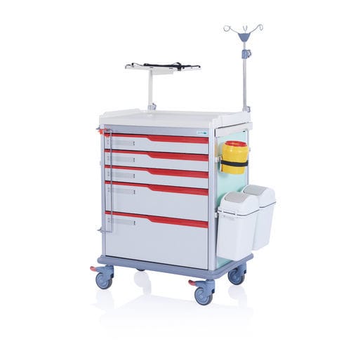 Emergency trolley - W3711 - Sichuan Yufeng Medical Equipment Co., Ltd. - for medical devices / plastic / with drawer
