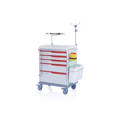 Emergency trolley - W3711 ABS - Sichuan Yufeng Medical Equipment Co., Ltd. - plastic / with oxygen cylinder holder / with waste bin