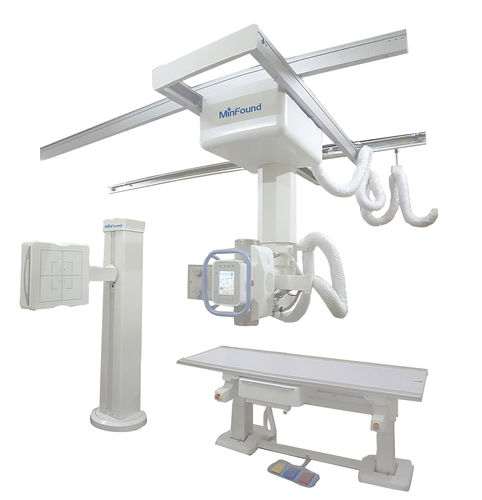 Digital X-ray system - ScintCare DR380B - MinFound Medical Systems - for multipurpose radiography / with floor-standing bucky / with ceiling-mounted telescopic tube stand