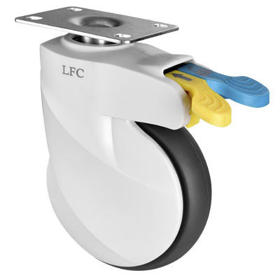 Hospital bed wheel - E202D-P - Longfen Caster - rubber / with brake