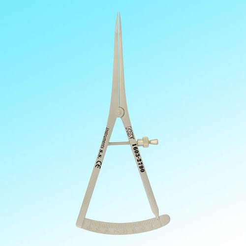Dental depth measuring calipers - 1603-2790 - New Surgical Instruments Co. - Castroviejo / dial / curved