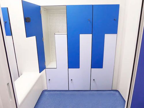 Cleanroom cabinet - Albian Group - with door / white / blue