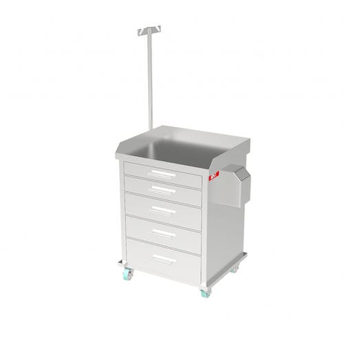 Emergency trolley - EMC - BNT - oxygen cylinder / waste / stainless steel