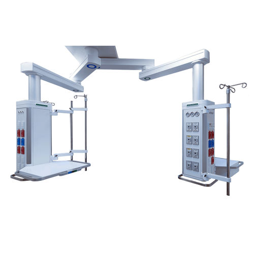 Ceiling-mounted double medical pendant - OSA8004450 - Silbermann Technologies - ICU / articulated / modular