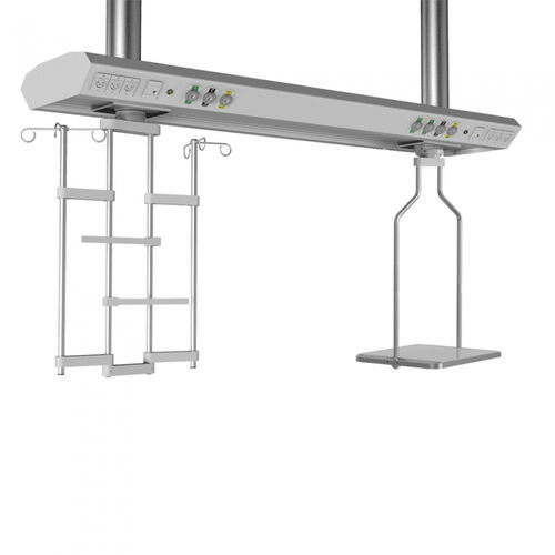 Ceiling-mounted supply beam system - Silbermann Technologies - ICU / modular / with shelves