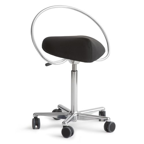 Dental stool - Classic with Ring bar - Dynamostol - height-adjustable / on casters / black