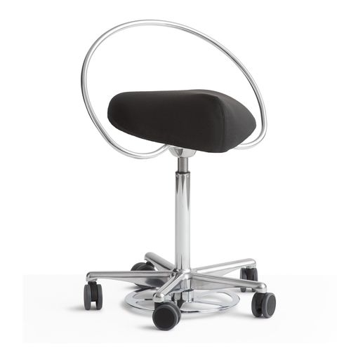 Dental stool - Classic Foot-operated Ring bar - Dynamostol - height-adjustable / on casters / black