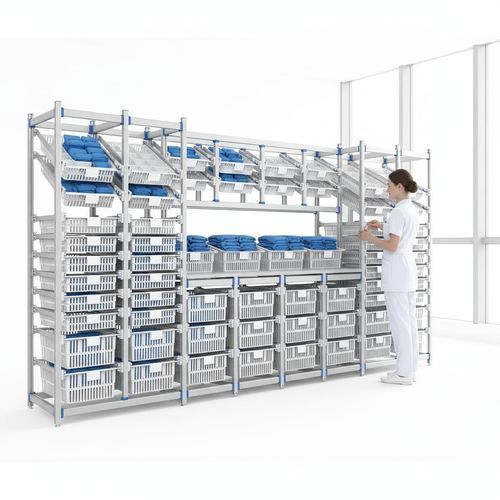 Modular shelving unit - FG-P-4010F/3F04/2F02 - Fangge Medical - for basket storage / stainless steel / aluminium