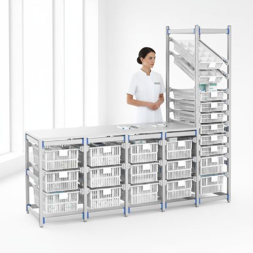 Modular shelving unit - FG-P-40/3F04/10F - Fangge Medical - for basket storage / stainless steel / aluminium