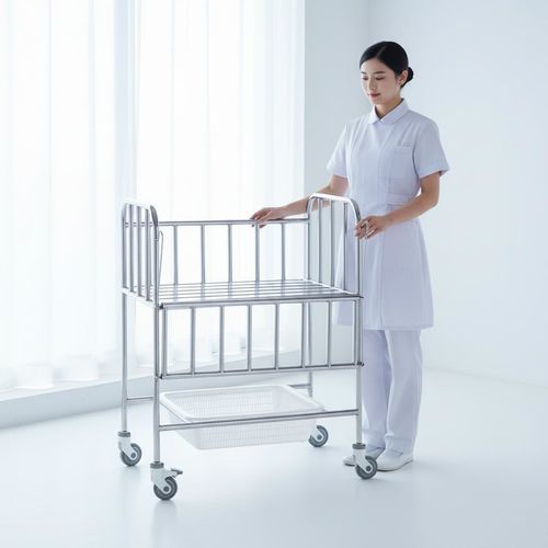 Hospital bassinet on casters - A03 - Fangge Medical - with side rails / stainless steel