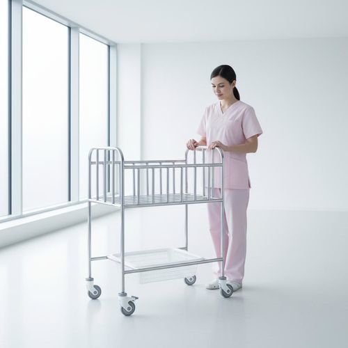 Pediatric hospital bassinet - A04 - Fangge Medical - on casters / stainless steel
