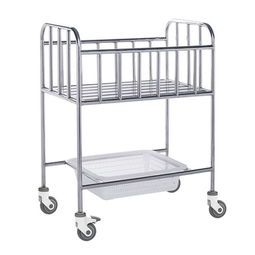 Hospital bassinet on casters - SS-HS-A04 - Shandong HESOURCE Medical Equipment - fixed-height / with storage unit / stainless steel