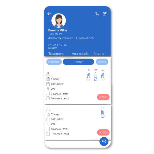 Management mobile application - Dentem - recording / treatment planning / tracking