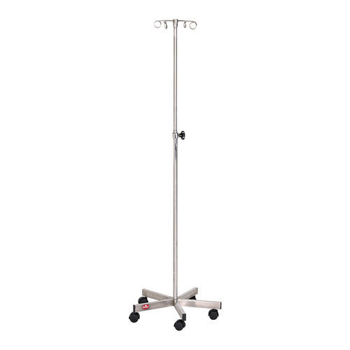 IV pole on casters - AD-241.P - DUMAN HOSPITAL FURNITURE - 2-hook / height-adjustable / stainless steel