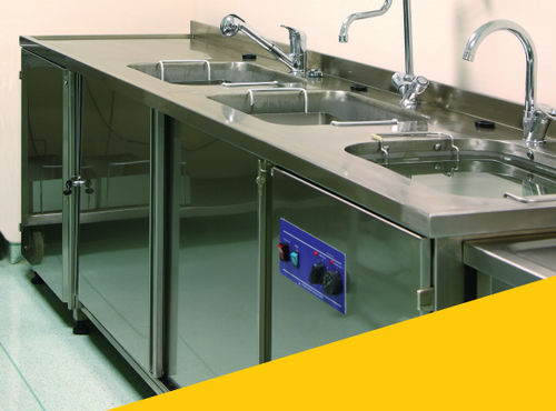 Medical sink - 203.3028 - SEBA HANDELS - 2-station / stainless steel