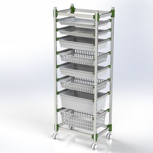 Basket rack - 101.0041 - SEBA HANDELS - mobile / aluminum / stainless steel